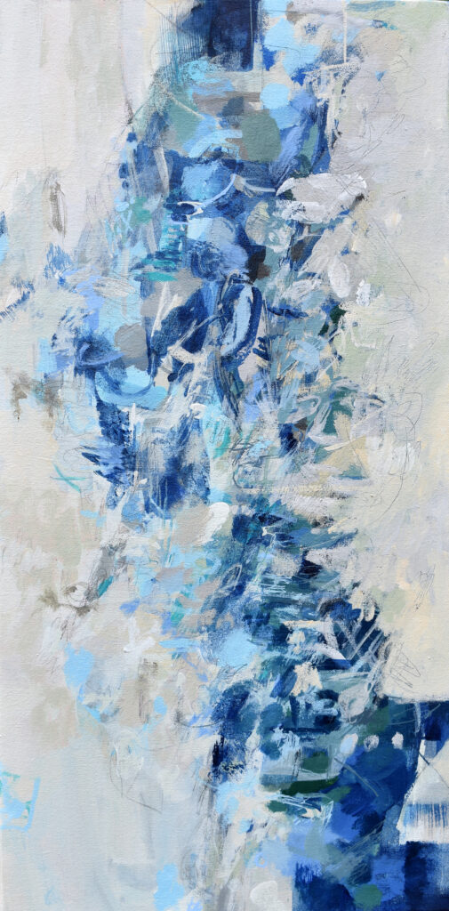 Carol Barber Painting, "Free Falling", 2020, 18” x 36”, acrylic on canvas,