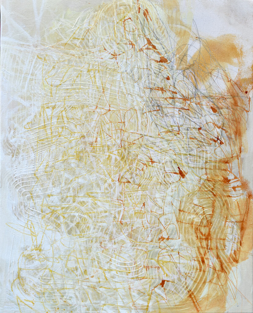 Carol Barber Painting, "Meditation Morning", 2020, 24” x 30”, acrylic and graphite on canvas