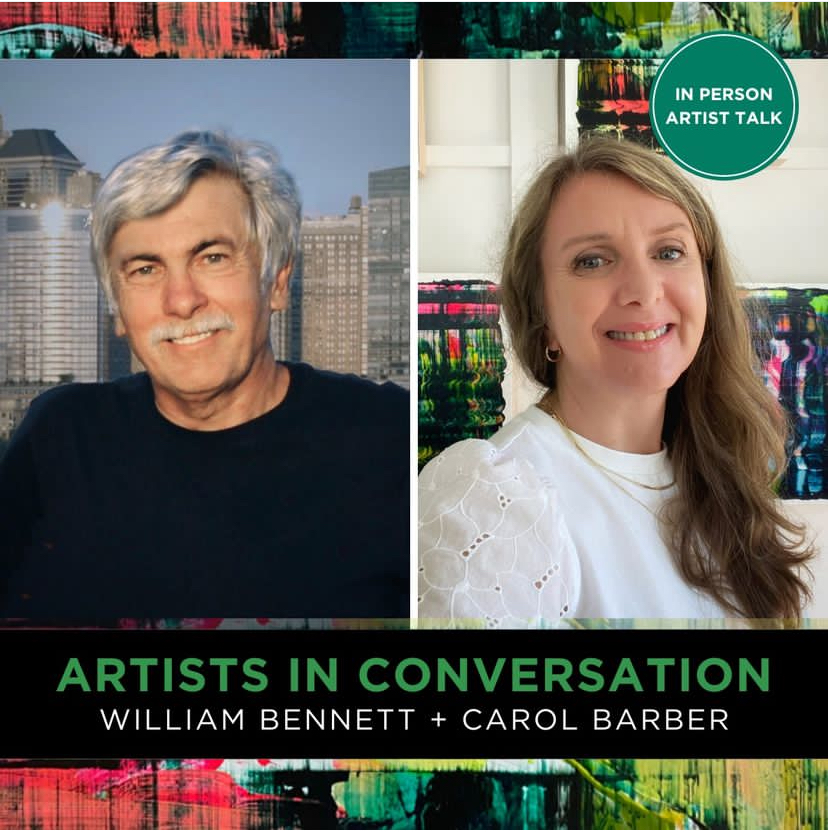 Head shots of William Bennett and Carol Barber for upcoming artist talk