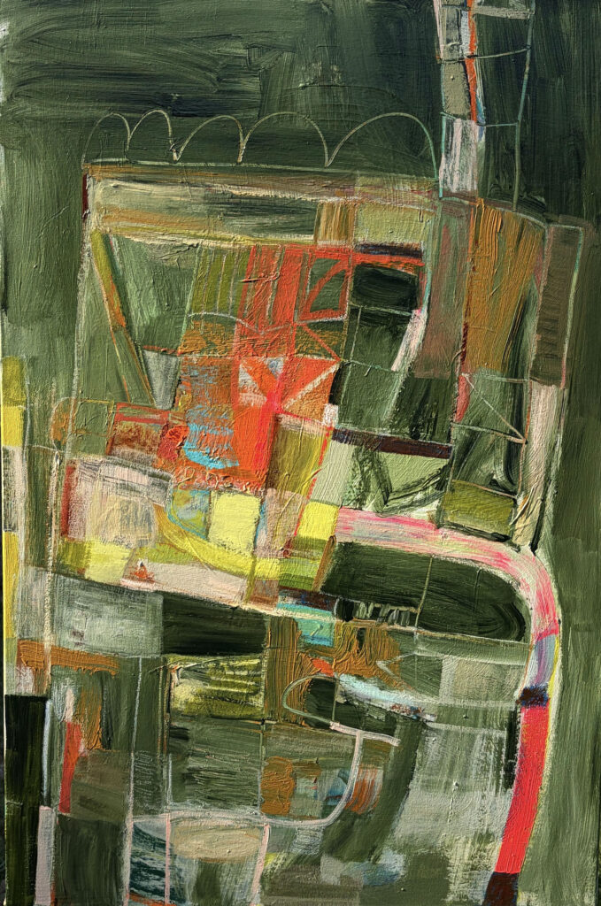 "Forest Tower", 24” x 36”, acrylic and mixed media on canvas, 785.